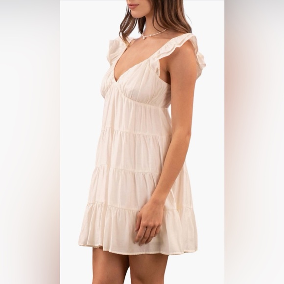 Blu Pepper Ivory Ruffle Tiered Mini Dress - Picture 3 of 8